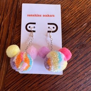 Mickey Mouse mini pom pom dangle earrings